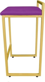 Conjunto 02 Banquetas Pietra Suede Base Dourado D03 - D'Rossi - Roxo