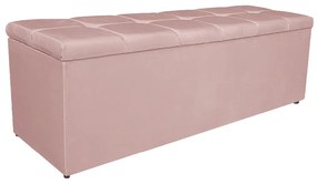 Calçadeira Estofada Manchester 140 cm Casal Suede Rosê - ADJ Decor