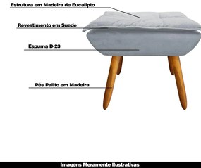 Puff Decorativo Pés Palito Charger Suede Cinza G19 - Gran Belo