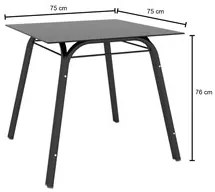 Jogo de Mesa Lótus Tampo de Vidro e 4 Cadeiras 121 Preto/Platina - Art