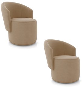 Poltrona Decorativa Orgânica Fixa para Sala Kit 2 Malu Suede M11 - D'Rossi - Marrom Rato