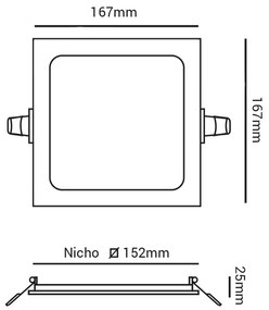 Luminária De Embutir Quadrado 12W 4000K Led Bivolt 17X17X2,5Cm Downlig... (Branco)