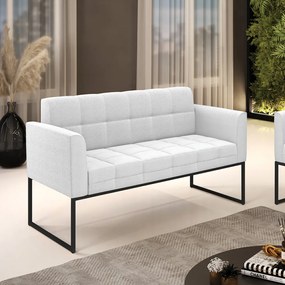 Sofá Namoradeira 2 Lugares Industrial Preto Elisa Bouclê D03 - DRossi - Off White