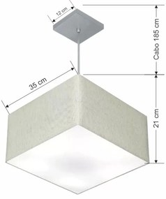 Lustre Pendente Quadrado Md-4020 Cúpula em Tecido 21/35x35cm Rustico Cinza - Bivolt