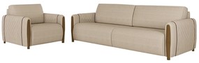 Conjunto Decorativo Poltrona e Sofá 223cm Maceió Linho Champagne G45 - Gran Belo