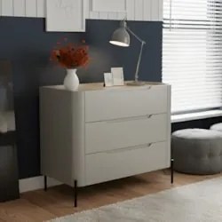 Cômoda Quarto 97cm Solteiro 3 Gavetas Becca Grigio/Preto I06 - Mpozena