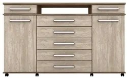 Cômoda Para Quarto 2 Portas 7 Gavetas London D02 Nogal/Vanilla Touch -