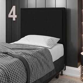 Cabeceira Solteiro Cama Box 90cm para Quarto Onix Suede M11 - D'Rossi - Preto
