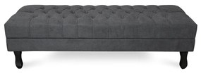 Puff Baú Decorativo Capitonê Luis XV 100x40cm Linho Cinza - Sheep Estofados - Cinza