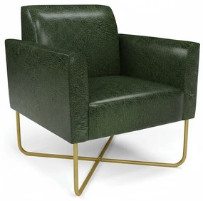 Poltrona Base X Industrial Dourado Marisa Corano - Verde
