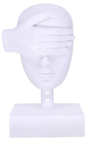 Escultura Decorativa Máscara Cego Em Cerâmica Branco 25x15x14 Cm - D'Rossi