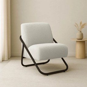 Poltrona Sala Decorativa Industrial Preto Martina Bouclê Cinza K01 - D'Rossi