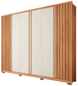 Guarda Roupa Casal 268cm Bravus 6 Portas de Bater com 4 Gavetas MDP Freijo/OffWhite G11 - Gran Belo