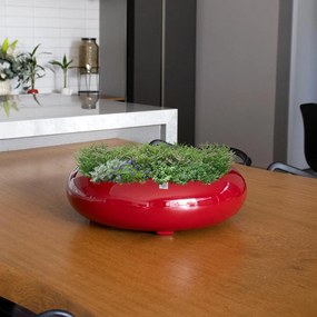 Vaso Bacia Decorativo Redondo Vermelho Lira 40cm B02 - D'Rossi