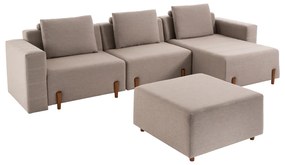 Sofá Decorativo Pierre 4 Módulos Linho Bege/Noce G66 - Gran Belo