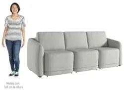 Sofá Cama Casal para Sala 306cm Polska Z08 Linho Cinza - Mpozenato