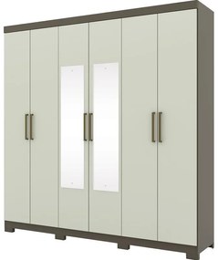 Roupeiro Guarda Roupa Casa 6 Portas Espelho 2 Gavetas Castin
