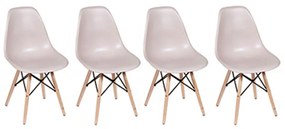 Conjunto 4 Cadeiras Eiffel Base Madeira - Bege Acinzentado