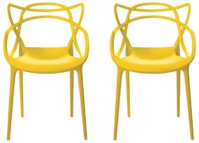Kit 2 Cadeiras Decorativas Sala e Cozinha Feliti (PP) Amarela G56 - Gran Belo