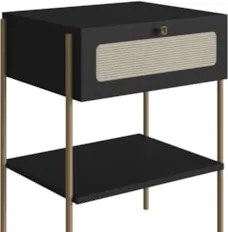 Cabeceira Casal e Queen Com 2 Mesas Laterais Arlo A10 Nero/Dourado - M