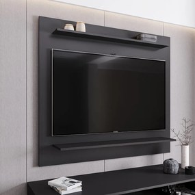 Painel para TV Suspenso 50 Pol 120cm 2 Prateleiras Mercy M12 D'Rossi - Preto
