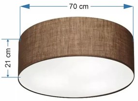 Plafon Cilíndrico Vivare Md-3054 Cúpula em Tecido 70x21cm - Bivolt - Café - 110V/220V