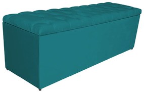 Calçadeira Estofada Liverpool 140 cm Casal Suede Azul Turquesa - ADJ Decor