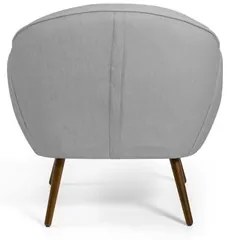 Kit 02 Poltronas Decorativas Nina Pés Palito Madeira C-315 Linho Cinza