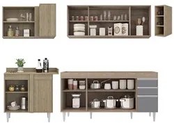 Armário de Cozinha Modulado de Canto Direito 5 Peças CP43 Balcão sem T