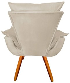 Kit 2 Poltronas Decorativas Pés Palito Emília Plus Suede Bege