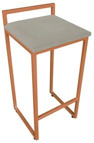 Banqueta Alta Industrial Pietra Suede Marrom Rato Base Cobre D'Rossi