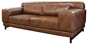 Sofá Malta 03 Lugares Couro Softline Mel B201 220 cm Pés Metálicos S03 - D'Rossi