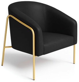 Poltrona Sala Industrial Alta Dourado Stella Sintético PU D03 - D'Rossi - Preto