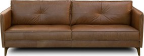 Sofá Sala de Estar Decorativo Living 244cm Pés de Madeira Peoria Couro Marrom Chocolate Manchado G93 - Gran Belo