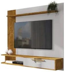 Painel TV 65 Pol e Bancada Suspensa 161cm Malu Naturalle/Off B02 - Mpo