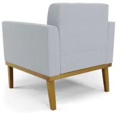 Namoradeira e 2 Poltronas Base Madeira Castanho Ana Bouclé Cinza - Ibi