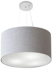 Lustre Pendente Cilíndrico Md-4187 Cúpula em Tecido 45x30cm Rustico Cinza - Bivolt