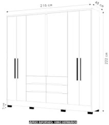 Guarda Roupa Casal 216cm 6 Portas Alabama Carvalho/Fendi Z17 - Mpozena