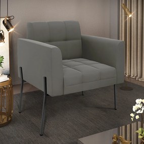 Poltrona Pé de Ferro Preto para Sala Elisa Suede D03 - D'Rossi - Grafite