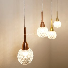 Pendente Amora Vidro Cristal Ø8X17Cm Alumínio 1Xg9 - Qimporta Pd2301 (DOURADO BRILHO)