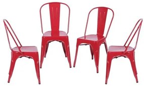 Kit com 4 Cadeiras Iron na Cor Vermelha - 64617 Sun House