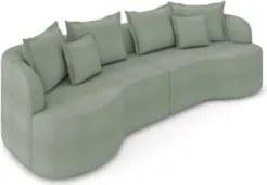 Sofá 3 Lugares 210cm Orgânico Quito Z08 Boucle Verde - Mpozenato