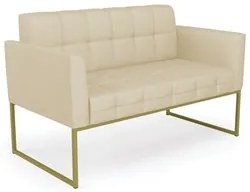 Sofá Namoradeira Base Industrial Dourado Ana Veludo Luxo Off White - I