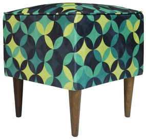 Puff Quadrado Milão Suprema em Suede com Pés Palito - Vitral Verde