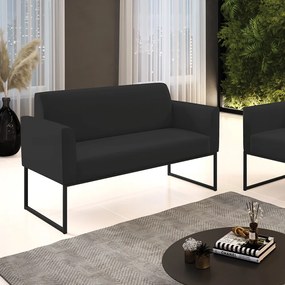Sofá Namoradeira Base Industrial Preto Marisa Veludo D03 - D'Rossi - Preto
