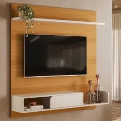 Painel TV 55 Pol 136cm Bancada Suspensa Evo Off/Champanhe - HB Móveis