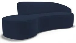 Sofá Living 4 Lugares 300cm Braço Direito Mozart D06 Veludo Azul - Mp