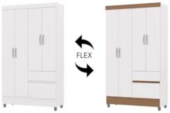 Guarda Roupa Solteiro 103cm Com 4 Portas Ideal Flex Branco - Vila Rica