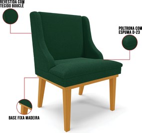 Cadeira Sala de Jantar Base Madeira Castanho Liz Bouclê D03 - D'Rossi - Verde