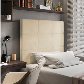 Cabeceira Solteiro Cama Box 90cm para Quarto Stambul Suede M11 - D'Rossi - Bege